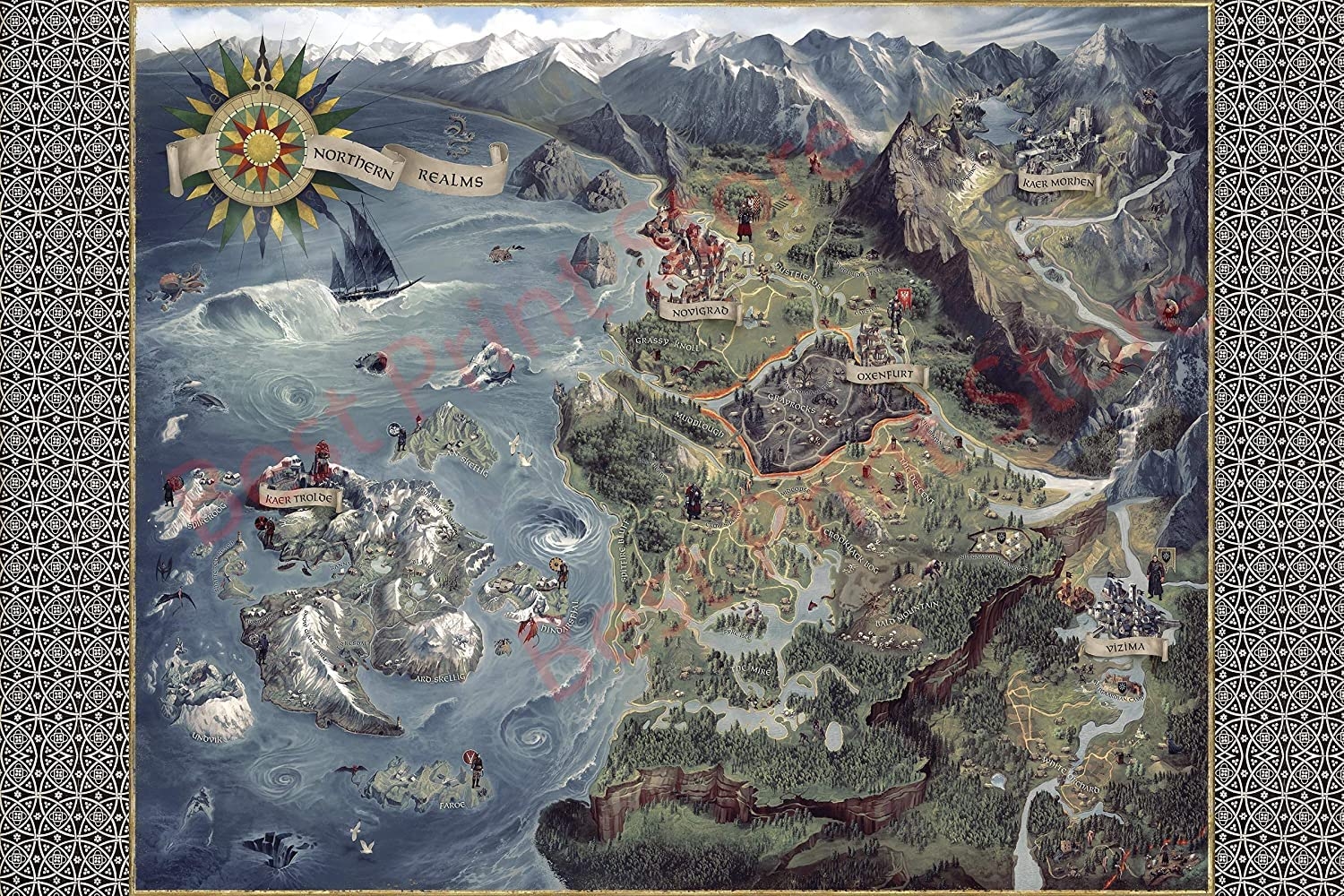 Best Print Store The Witcher 3 Inspired Map Poster Print 24x36 Inches Amazon ca Books