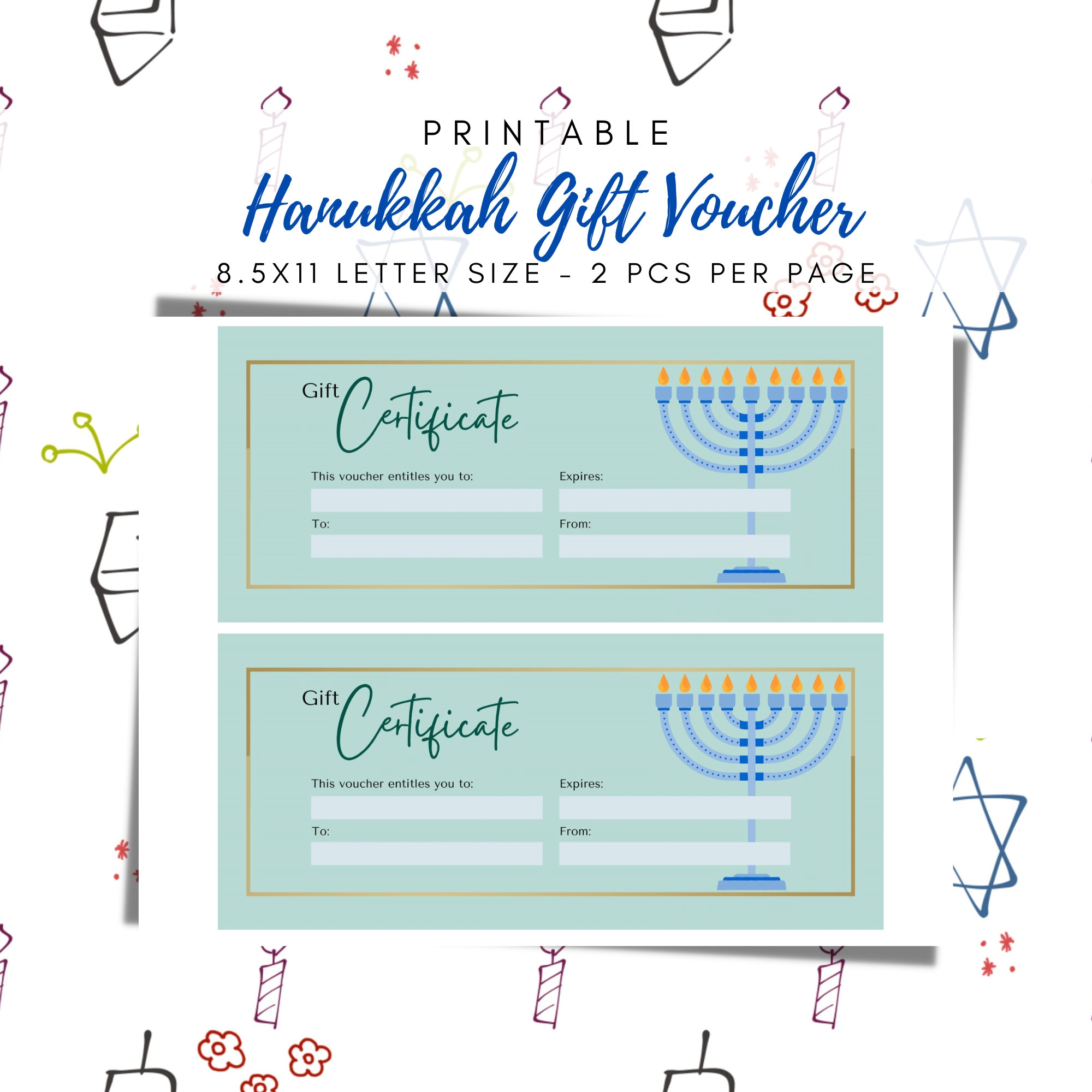 Blank Printable Chanukah Gift Certificate