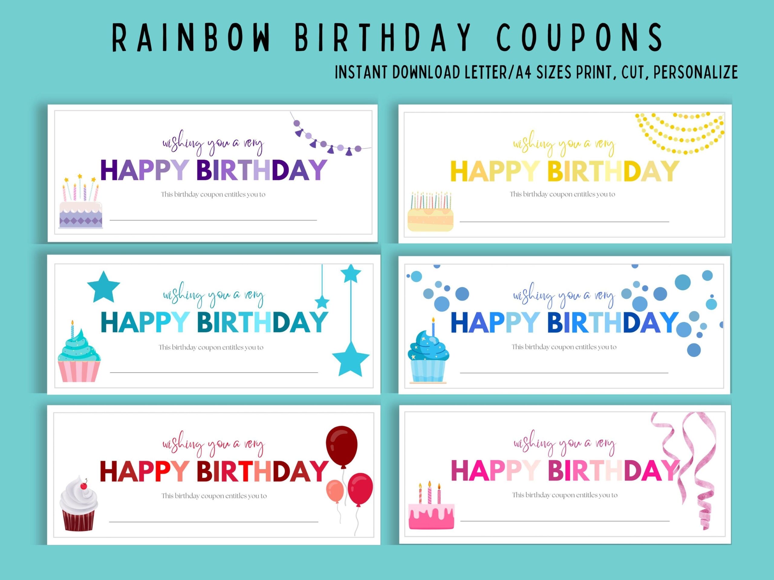Birthday Gift Happy Birthday Coupon Printable Coupon Birthday Present Fill in the blank DIY Birthday Gift Voucher Printable A4 Etsy