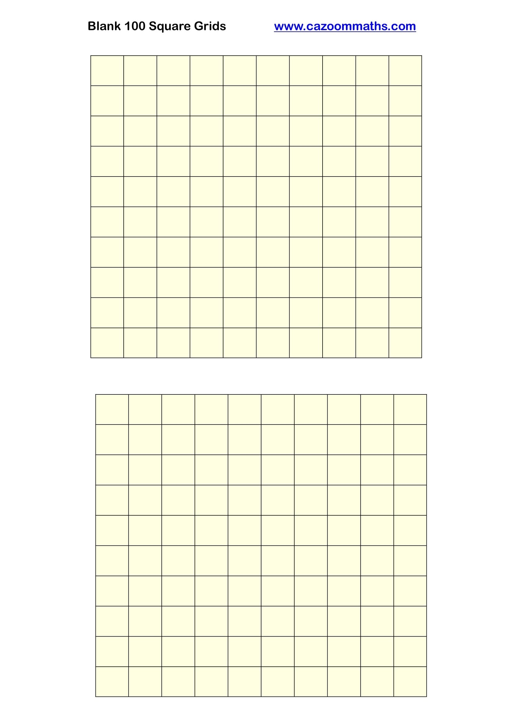Mini Printable Blank 100s Charts