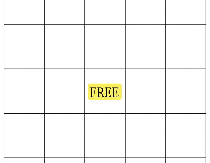 Blank bingo 5x5 Coolest Free Printables