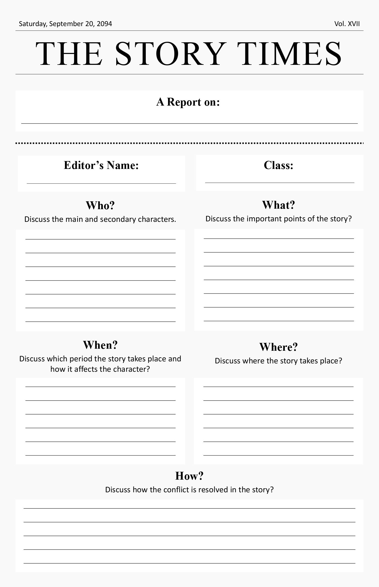 Newspaper Headline Blank Worksheets Printable