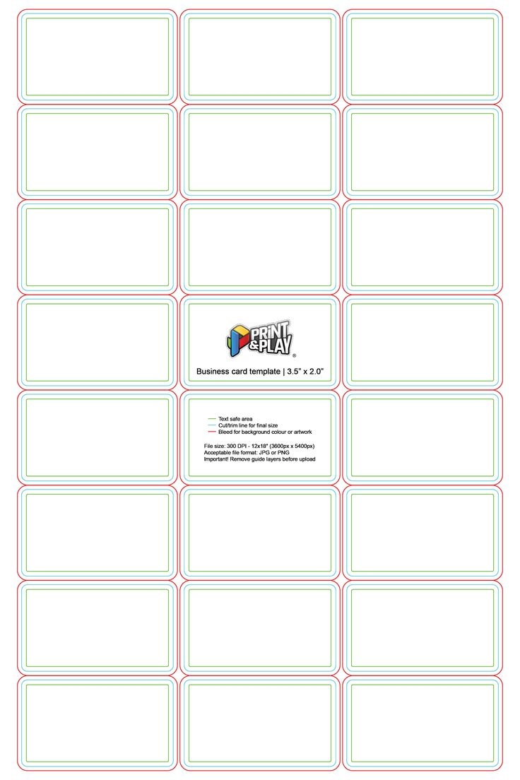Blank Printable Business Card Template