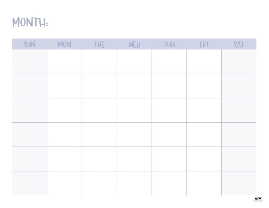 Blank Calendars 15 FREE Printables Printabulls