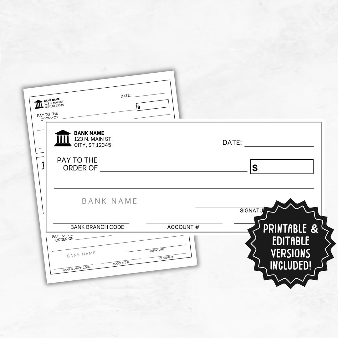 Printable Blank Checks For Practice