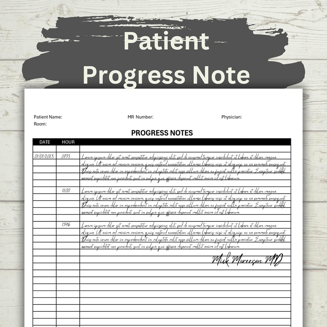 Blank Doctors Progress Note Template Form Printable PDF For Healthcare Professionals Digital Download Etsy