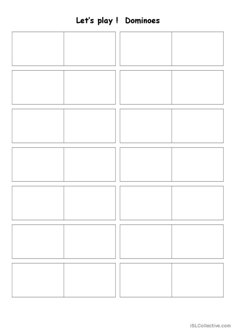 Blank Dominoes English ESL Worksheets Pdf Doc