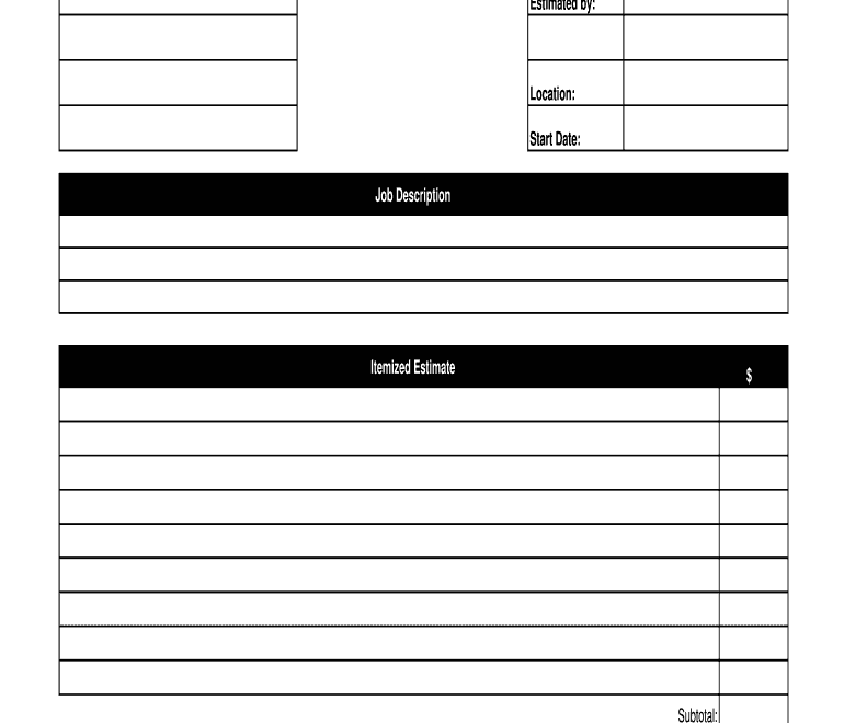 Blank Estimate Form Fill Online Printable Fillable Blank PdfFiller