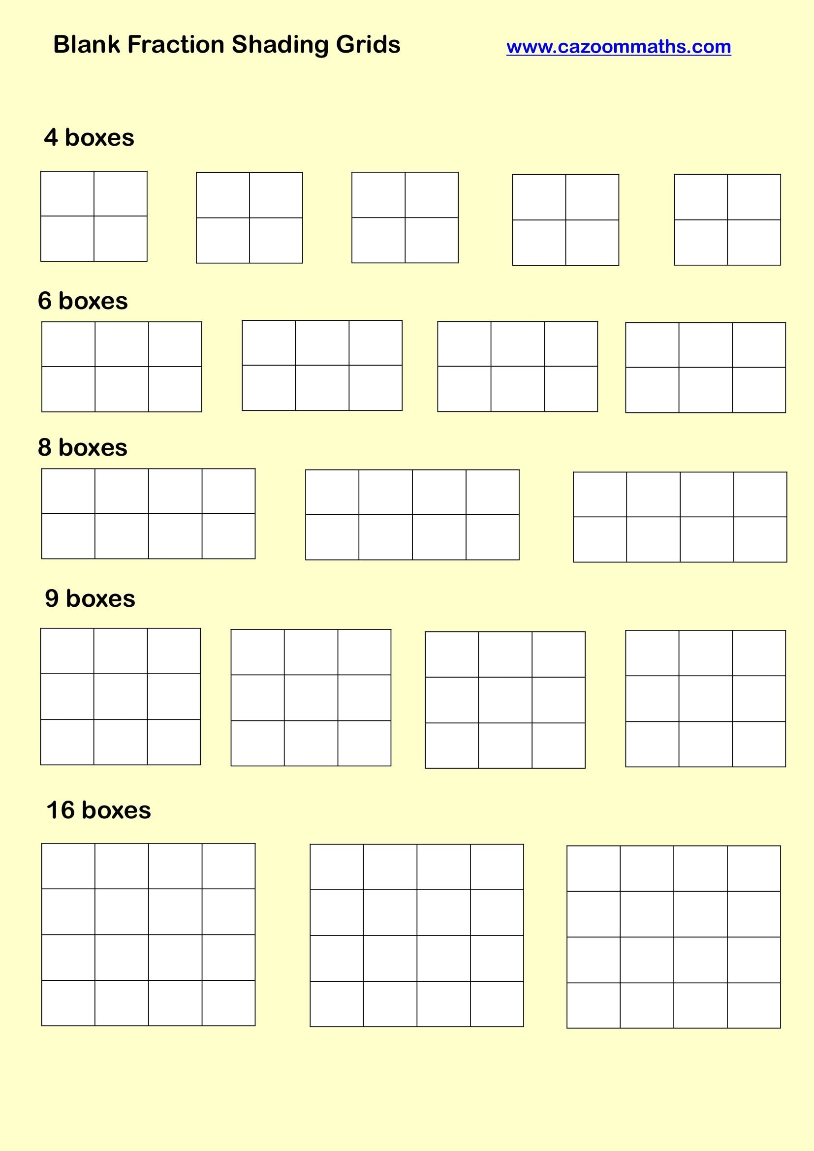 Blank Fraction Shading Grids FREE Teaching Resources