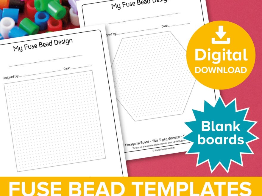 Blank Fuse Bead Template Design Your Own Pixel Art Square Hexagon Pegboards For Hama Perler Create Cross Stitch Craft Pattern Printable Etsy