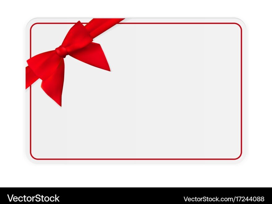 Blank Gift Card Template With Bow And Ribbon Vector Image