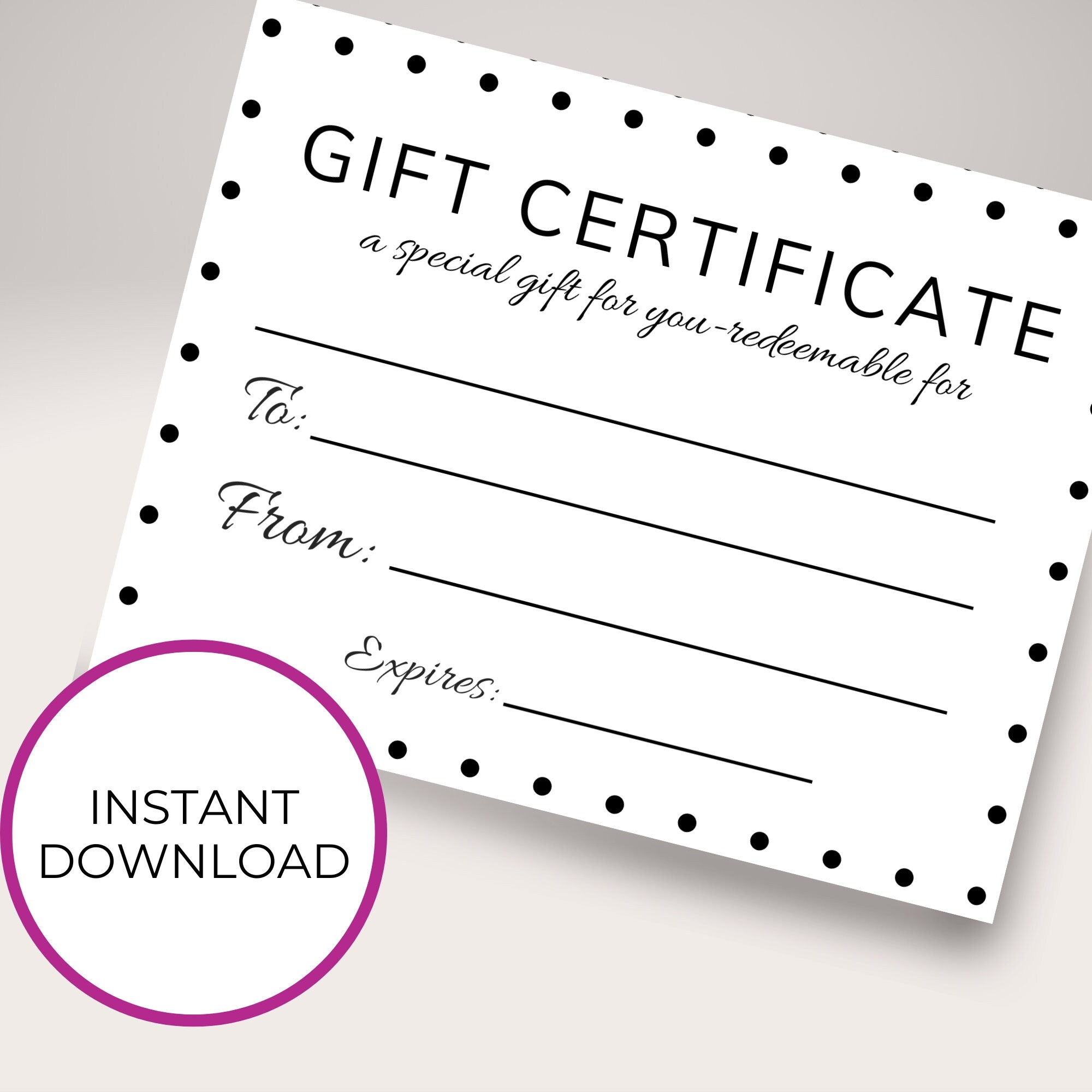 Blank Gift Certificate Printable Fill In The Blank Coupon Voucher DIY Last Minute Birthday For Him Prizes Stocking Stuffer For Her Etsy