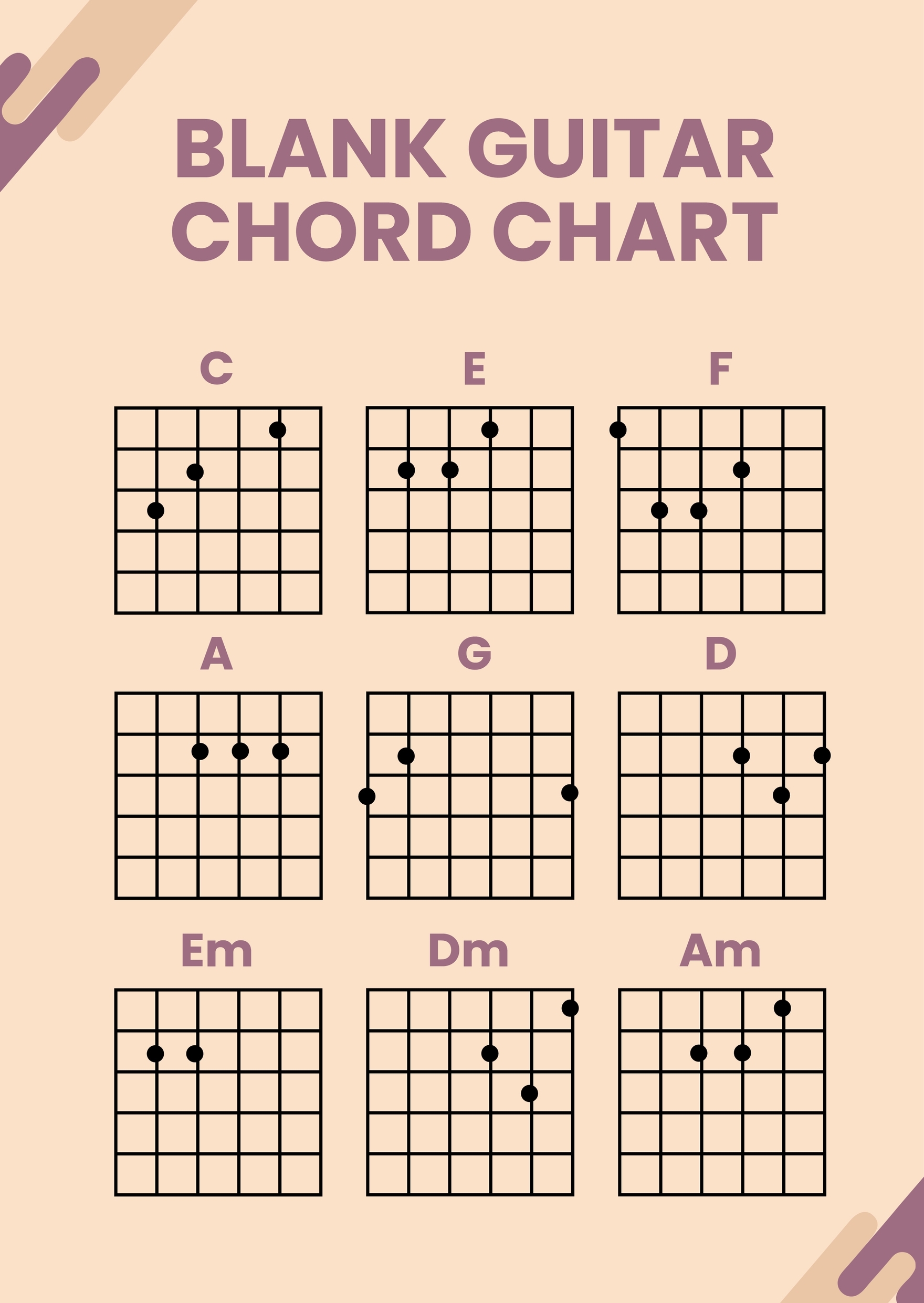 Printable Blank Guitar Chord Charts