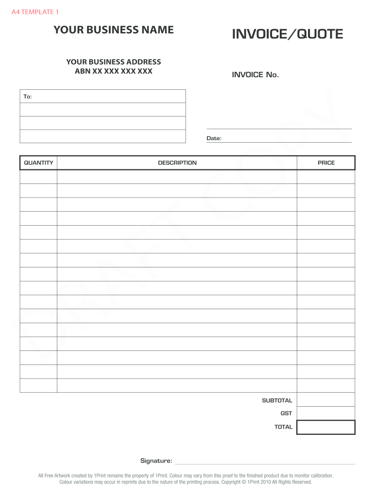 Free Blank Contractor Invoice Printable