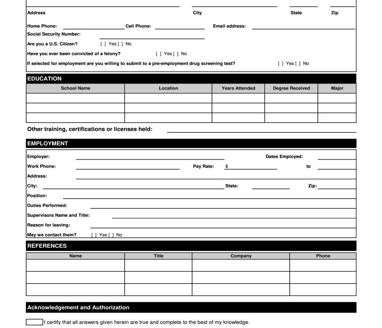 Blank Job Application Printable Fill Online Printable Fillable Blank PdfFiller