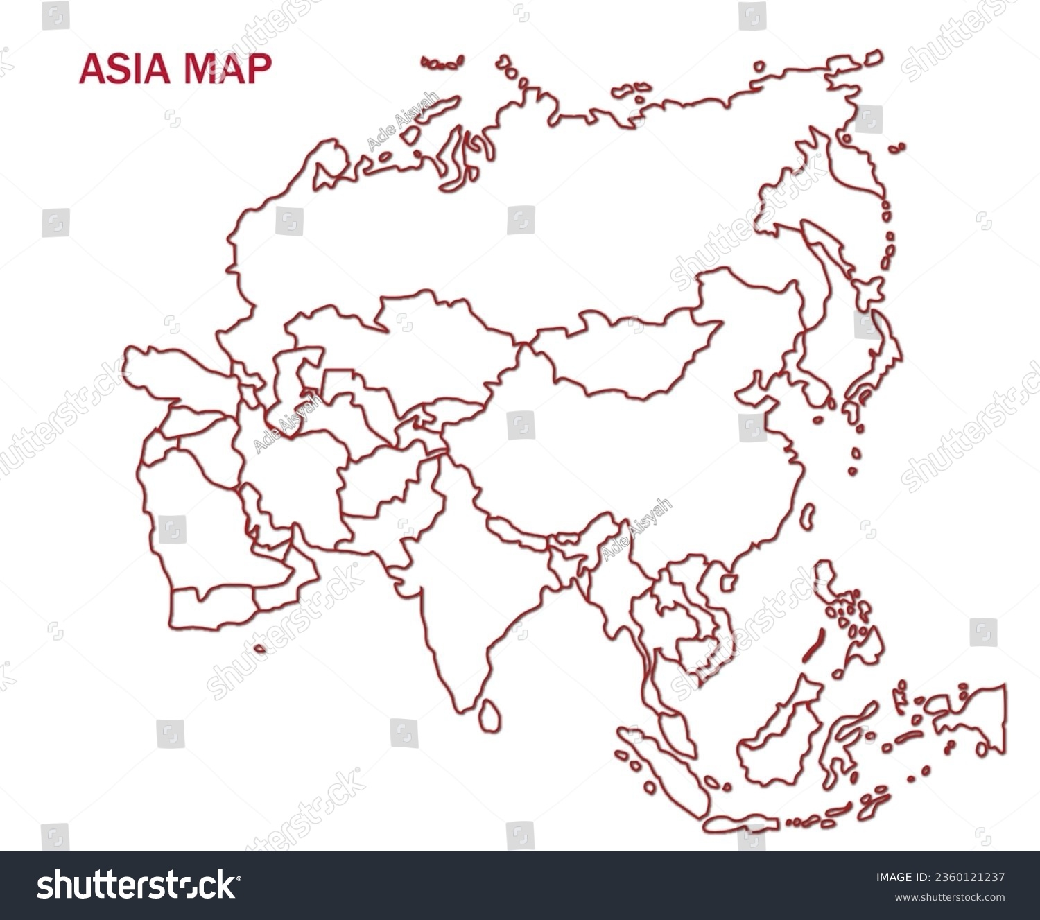 Blank Map Asia Printable Outline Map Stock Illustration 2360121237 Shutterstock