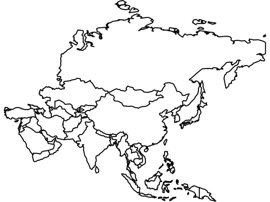 Blank Map Of Asia With Country Outlines GIS Geography