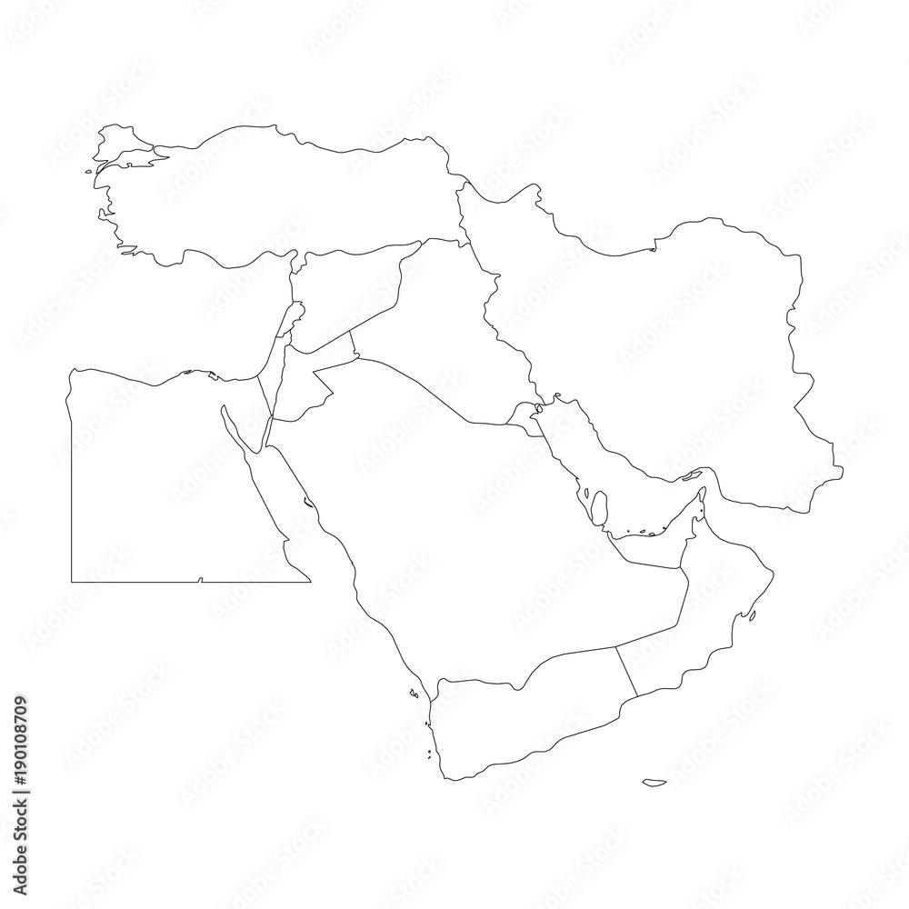 Blank Map Of Middle East Or Near East Simple Flat Outline Vector Ilustration Stock Vector Adobe Stock