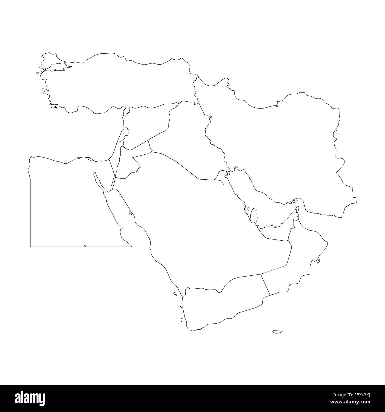 Blank Map Of Middle East Or Near East Simple Flat Outline Vector Ilustration Stock Vector Image Art Alamy