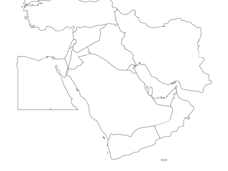 Blank Map Of Middle East Or Near East Simple Flat Outline Vector Ilustration Stock Vector Image Art Alamy
