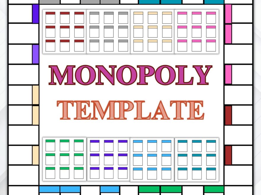 Blank Monopoly Board Template Blank Monopoly Template Custom Monopoly Game Digital Download Etsy