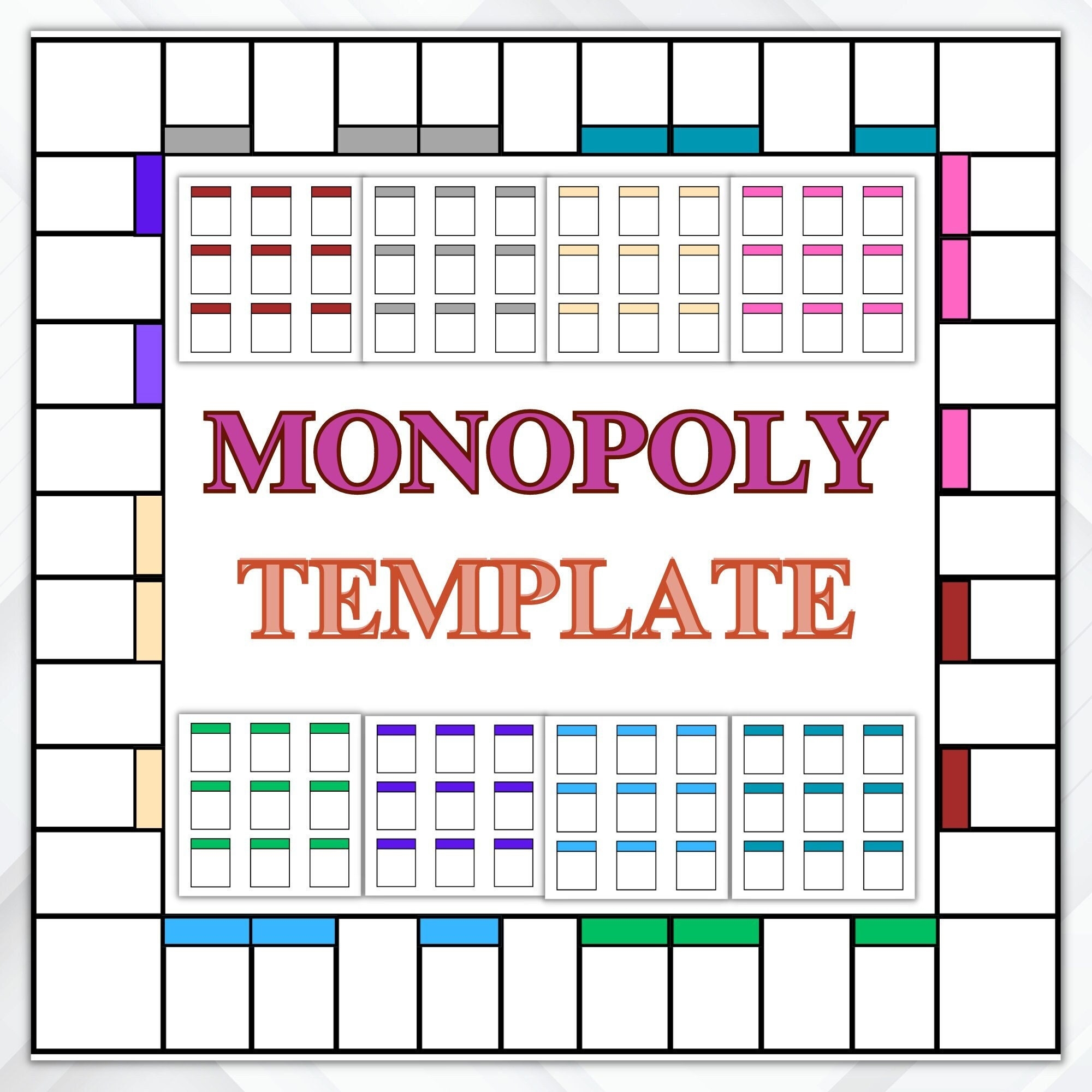 Blank Monopoly Board Template Blank Monopoly Template Custom Monopoly Game Digital Download Etsy