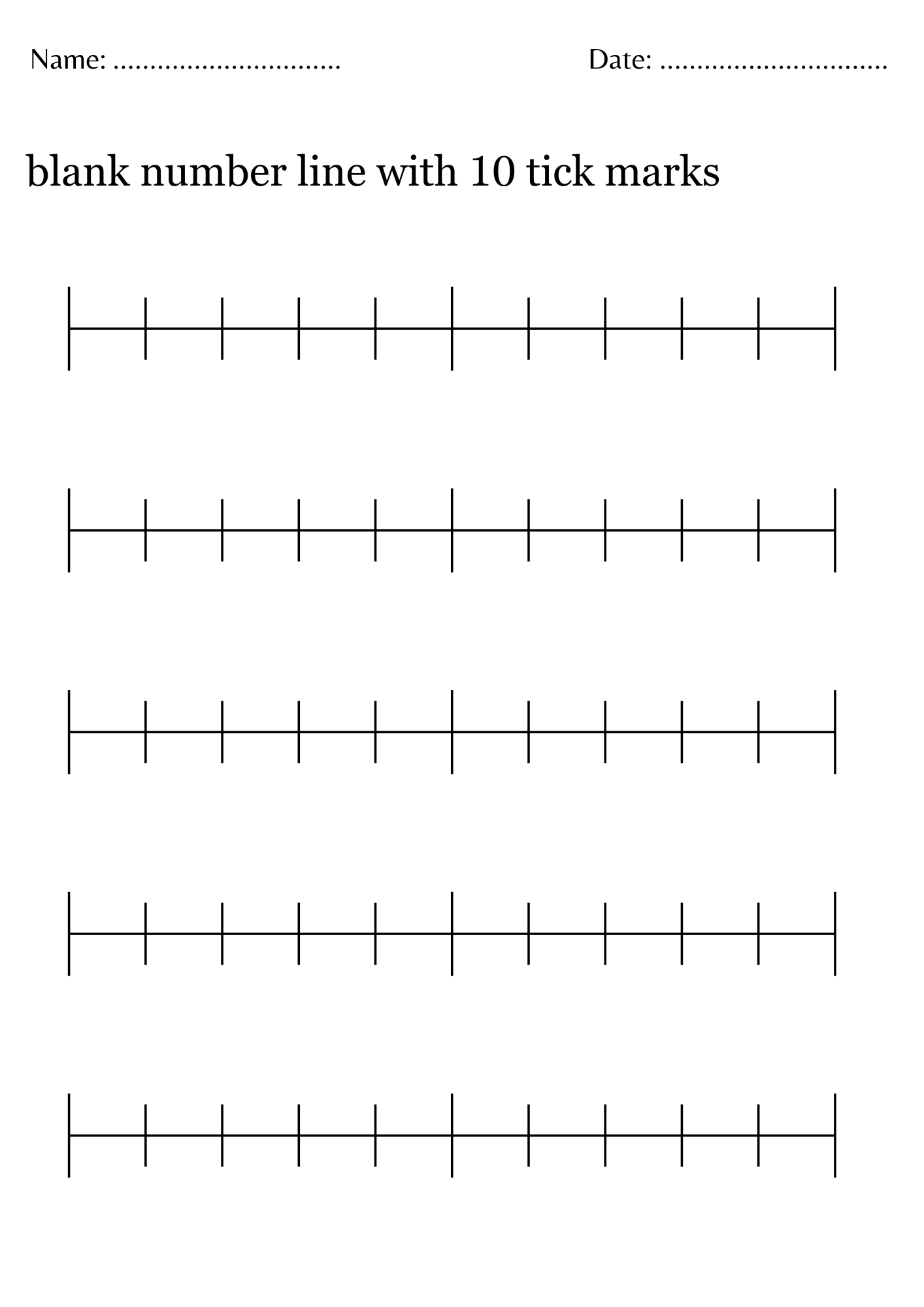 Blank Number Line With 10 Tick Marks Blank Number Line 0 10 Worksheet Made By Teachers