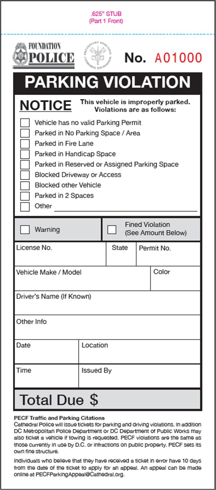 Printable Blank Police Ticket Template