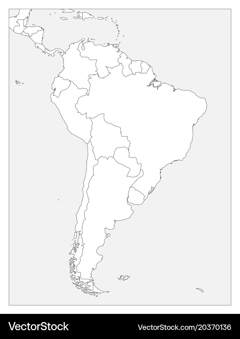 Blank Political Map Of South America Simple Flat Vector Image
