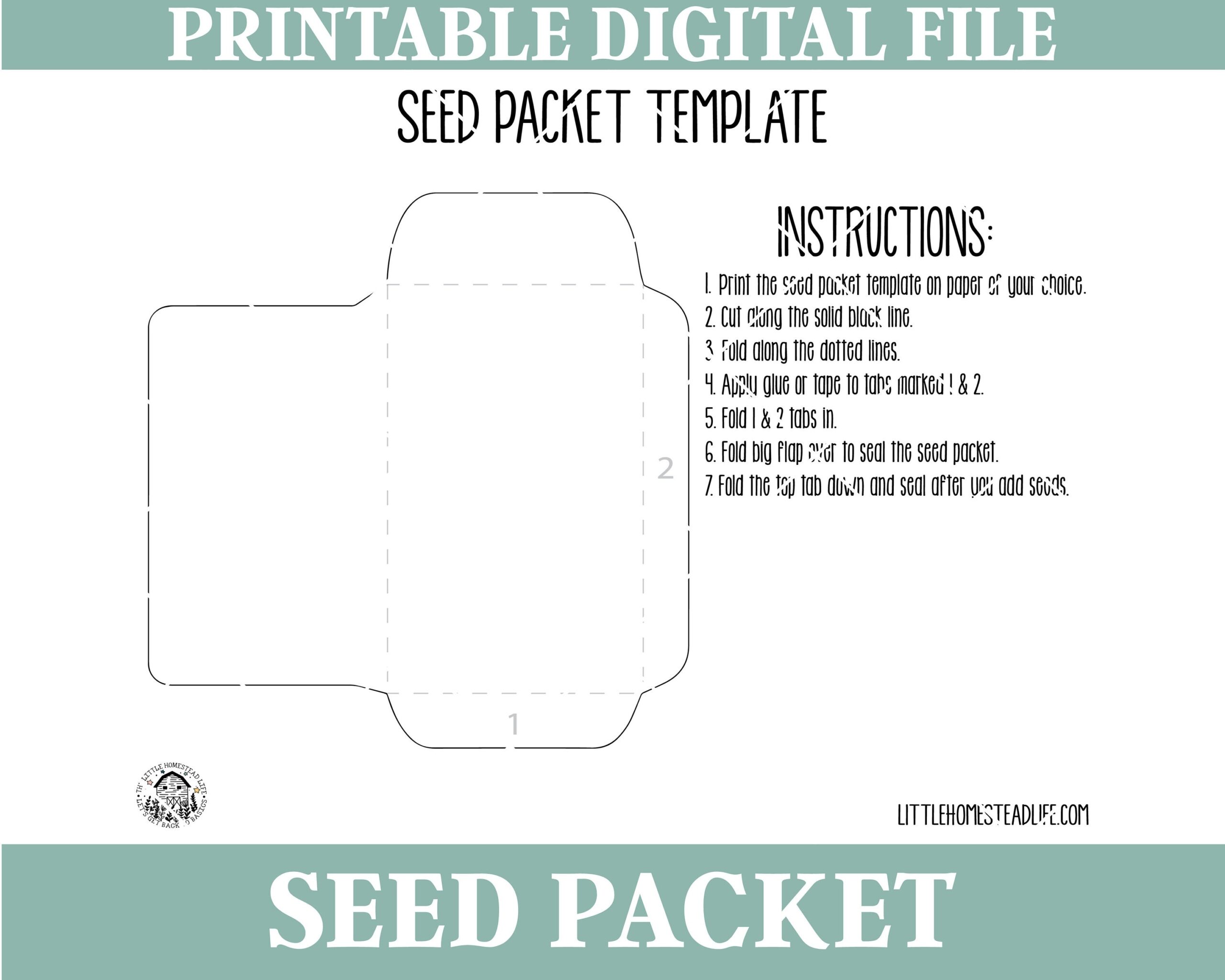Blank Seed Packet Template Add Your Own Image Or Words Printable Print At Home JPG And PDF Files