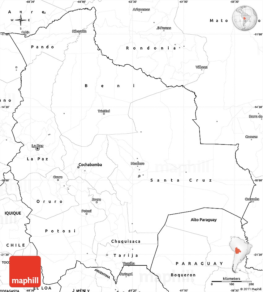 Blank Simple Map Of Bolivia