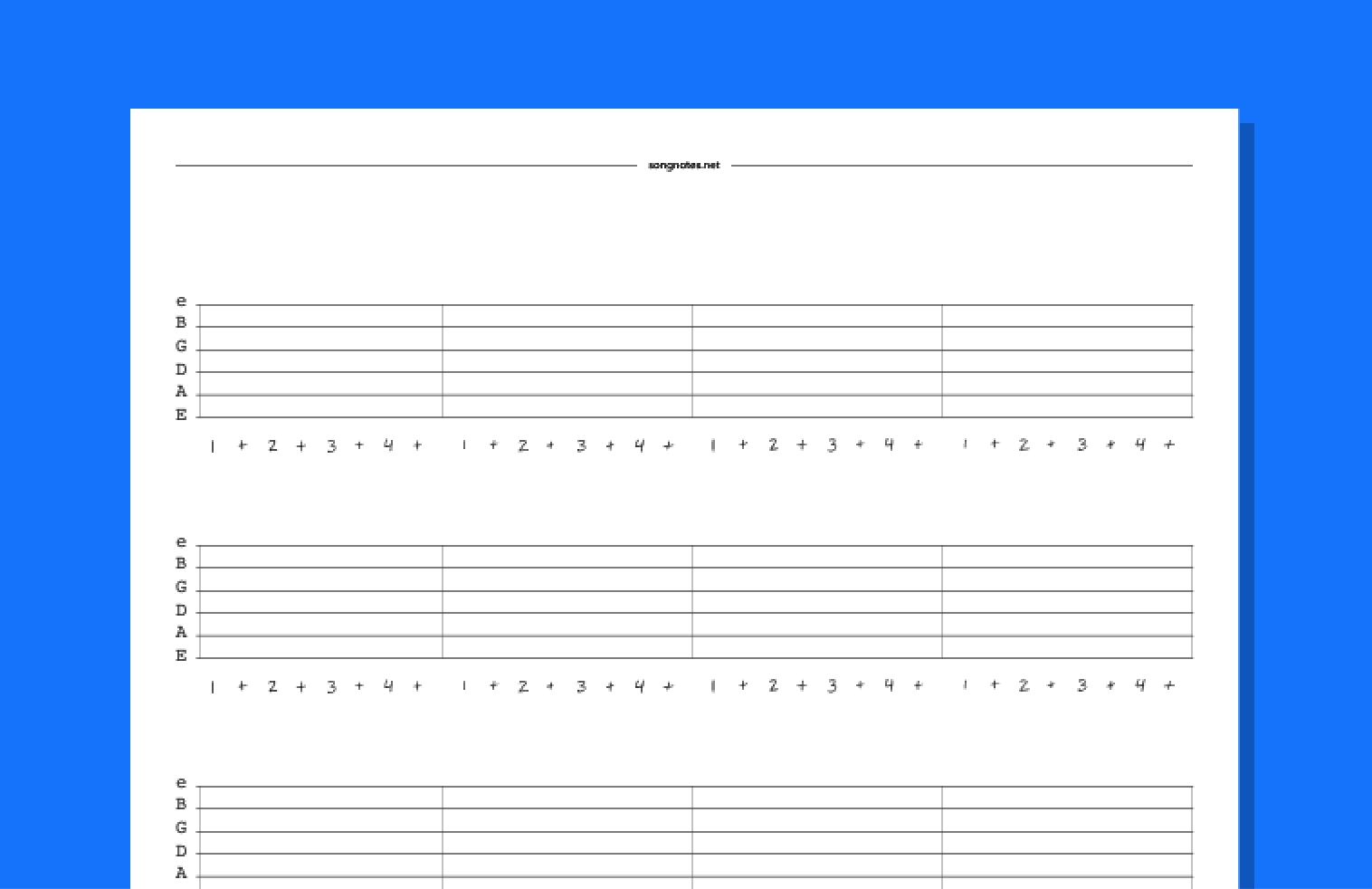 Blank Bass Tab Printable Free