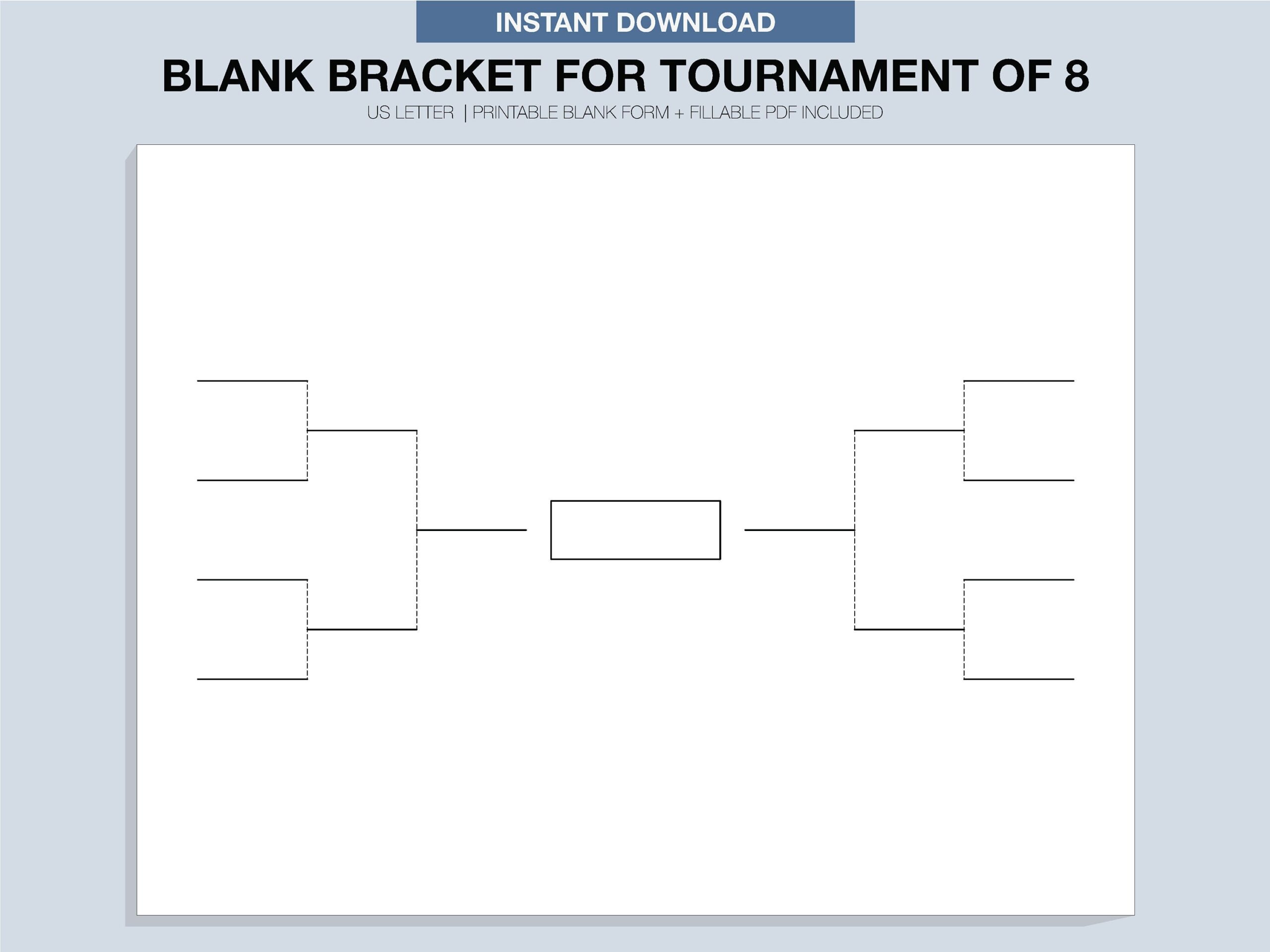 Blank Tournament Bracket Printable Fillable PDF Single Elimination Etsy Denmark