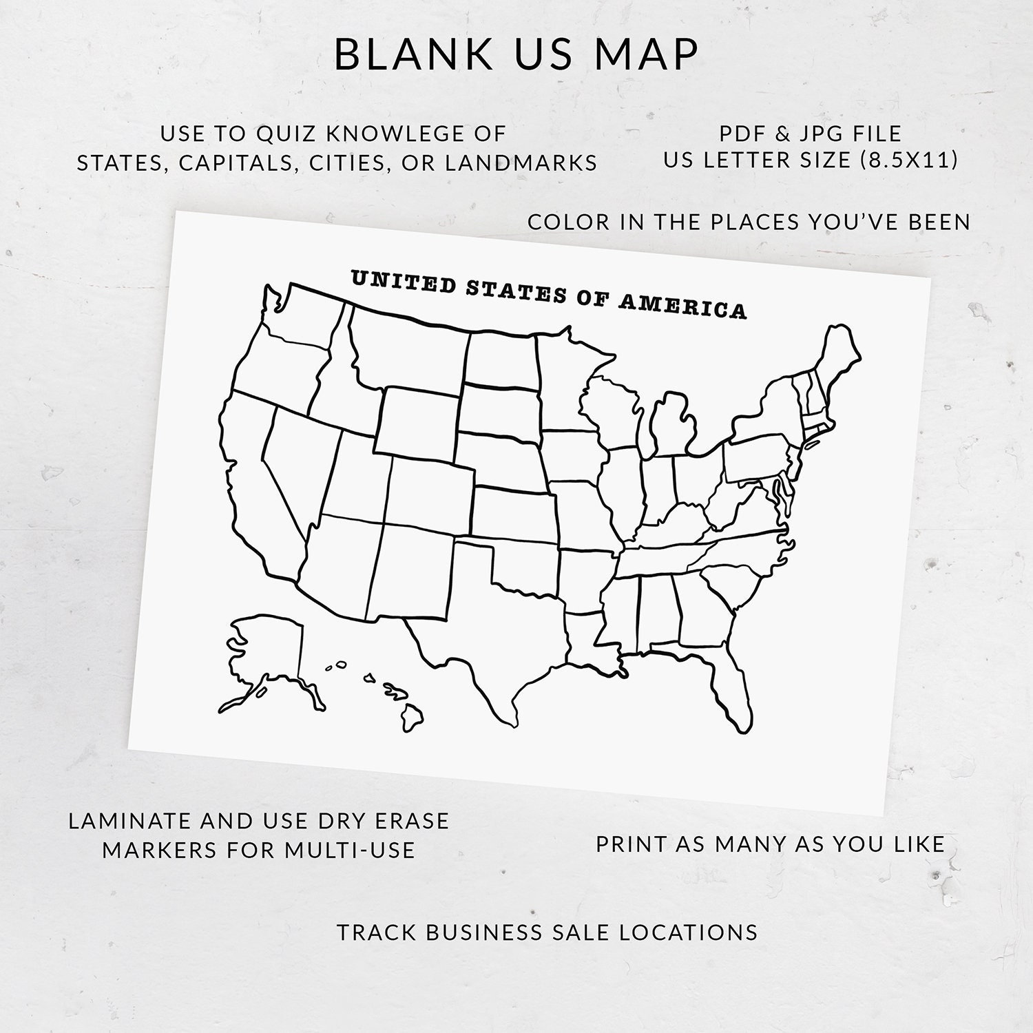 Printable Blank Us Map Quiz