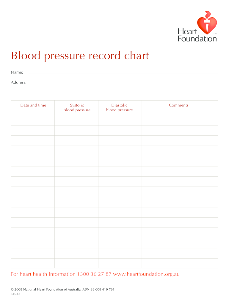 Blank Blood Pressure Chart Printable