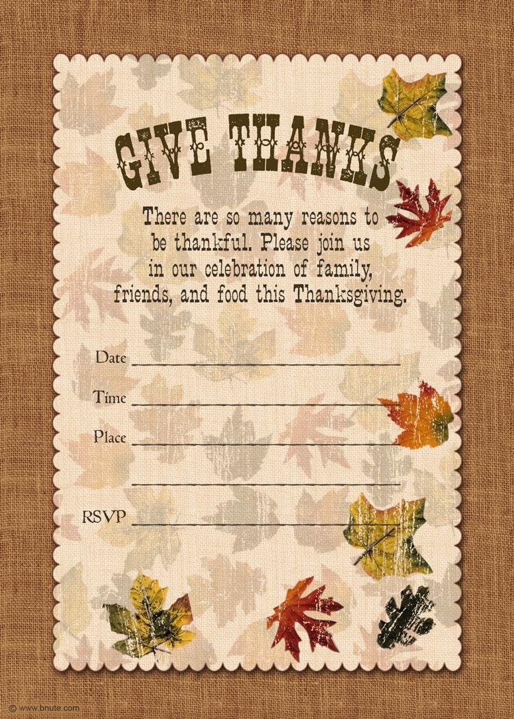 Bnute Productions Free Printable Thanksgiving Party Invitation