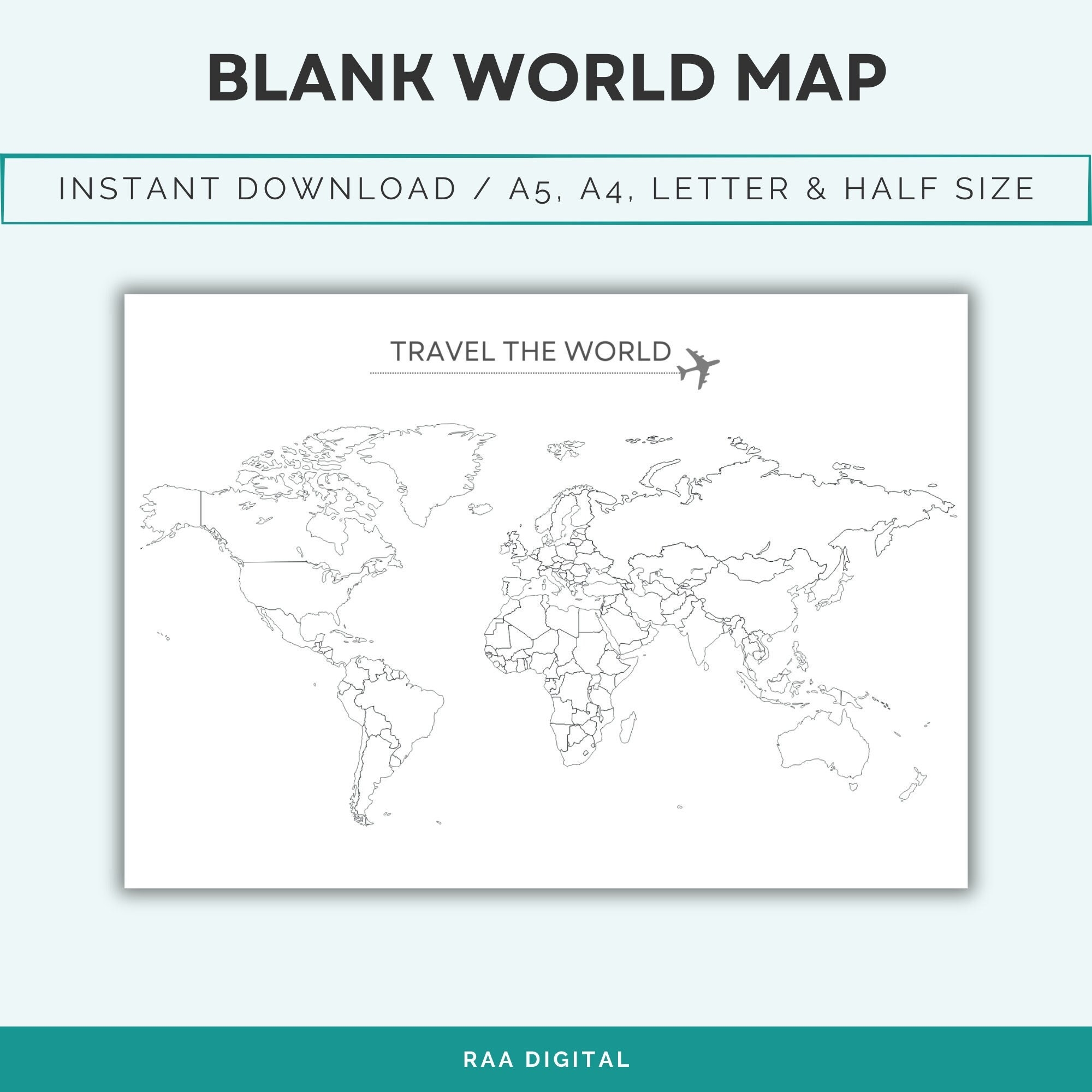 Printable Blank Map Of World