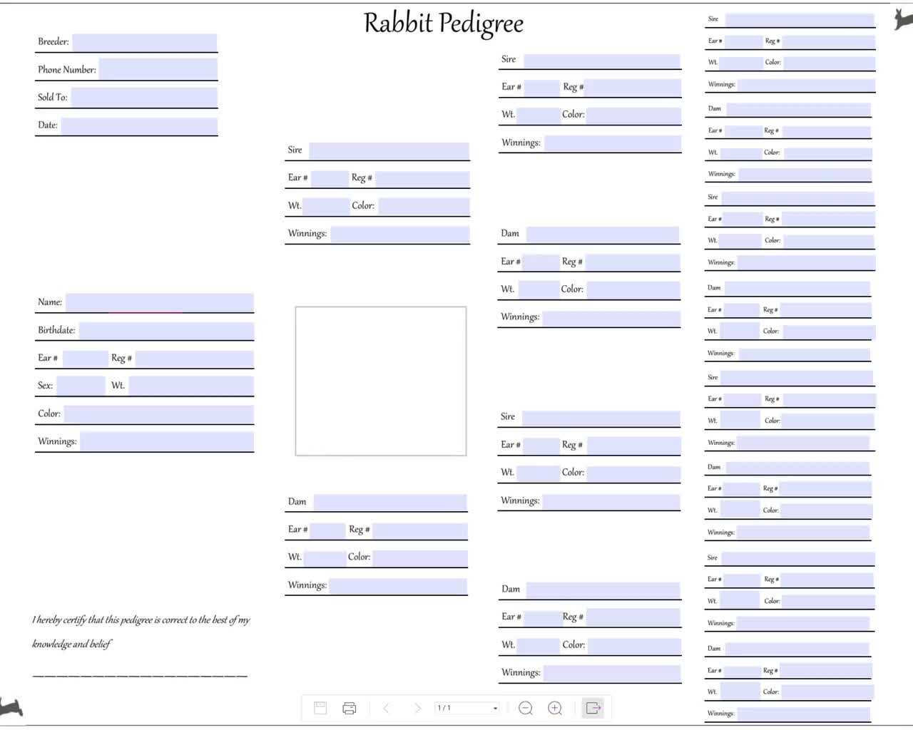 Buy RABBIT PEDIGREE TEMPLATE Blank Rabbit Pedigree Printable Instant Download Insert Your Logo Edit On Canva Pedigree Form Bunny Form Online In India Etsy