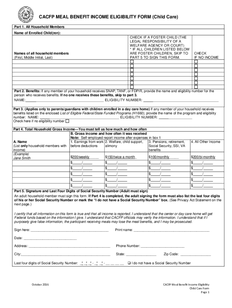 Cacfp Forms Fill Out Sign Online DocHub