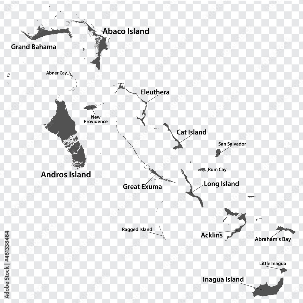 Canvas Wall Art Blank Map Bahamas In Gray Katarinanh Canvas Prints Abposters