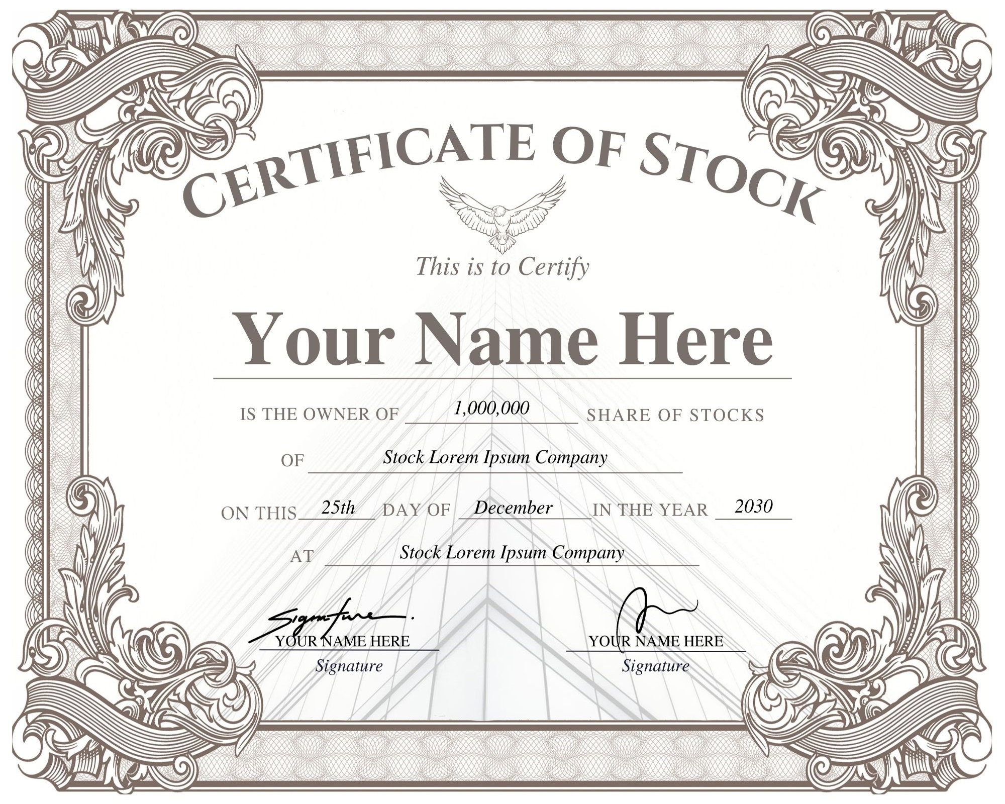 Certificate Of Stock Editable Stock Certificate Template Certificate Of Shares Stock Market Gifts Stock Template Share Of Stock Etsy