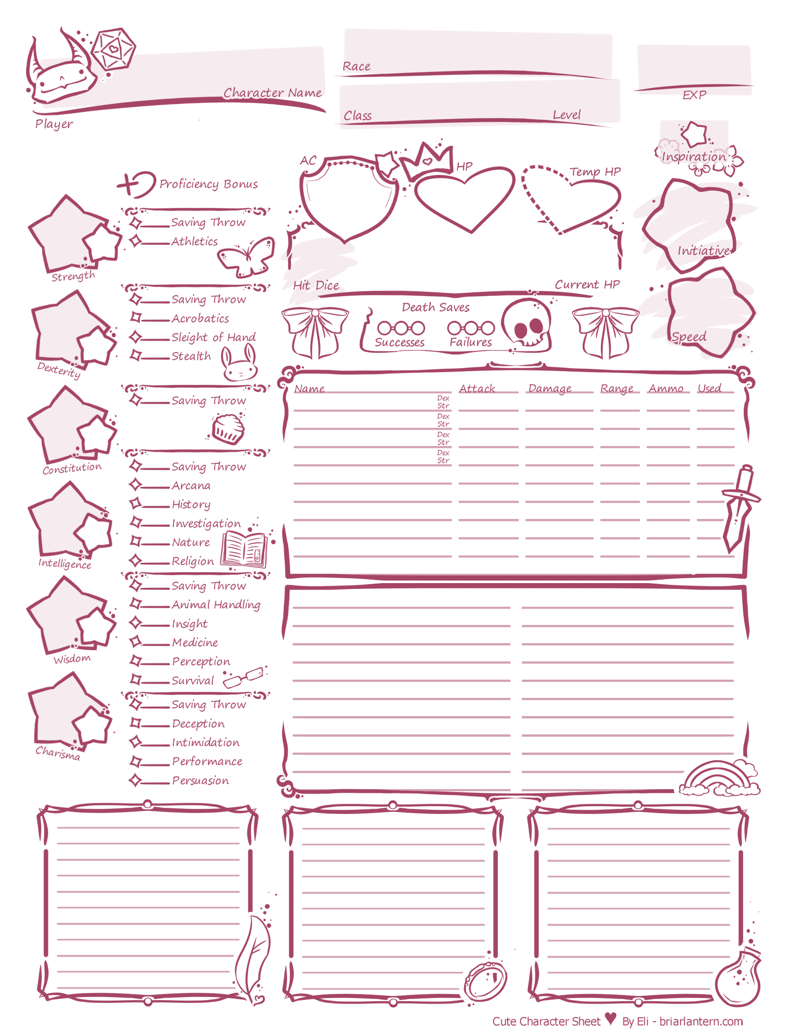 Printable Blank Dnd Character Sheet
