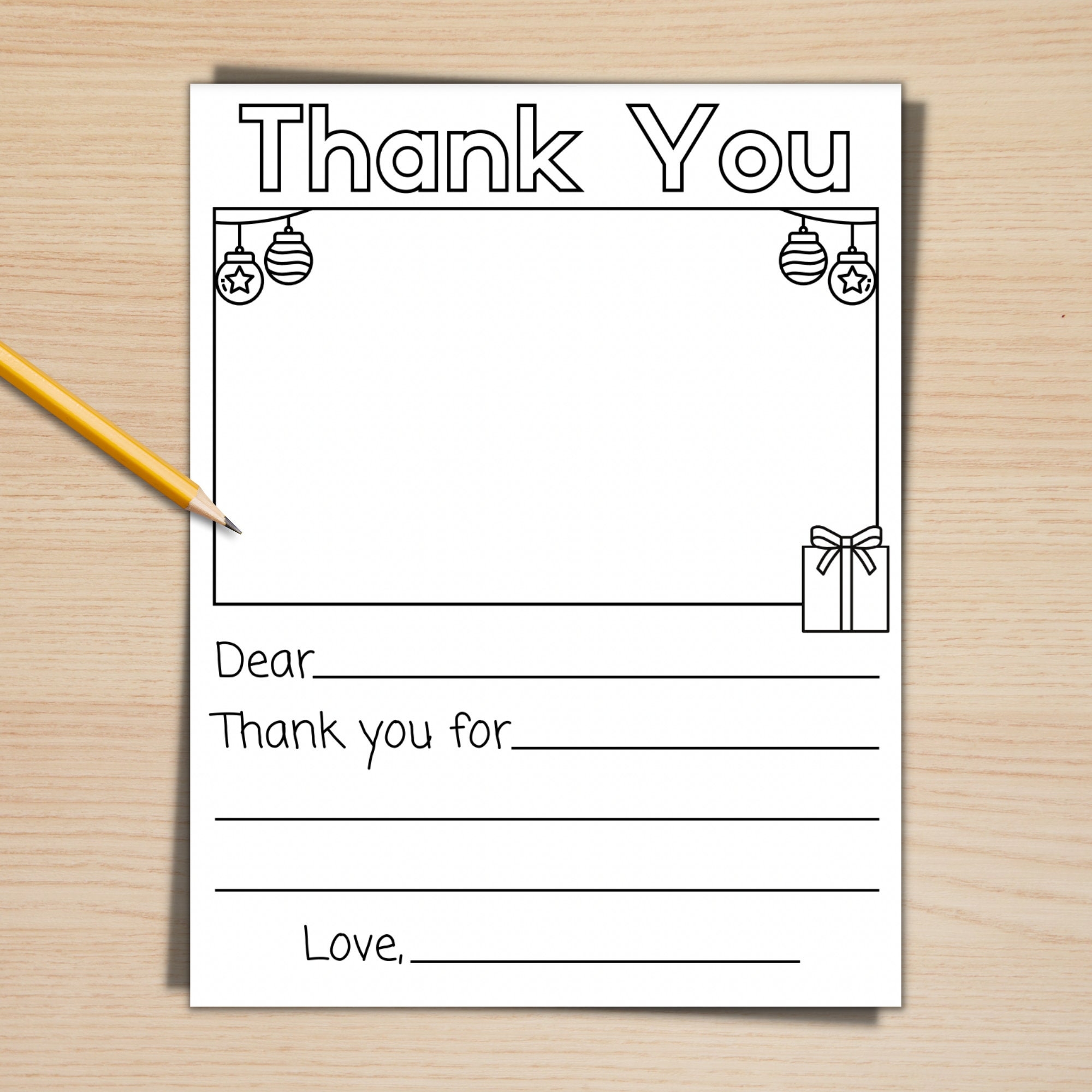 Christmas Thank You Printable Thank You Note From Kids Draw And Write Thank You Card Fill In The Blank Thank You Note Etsy