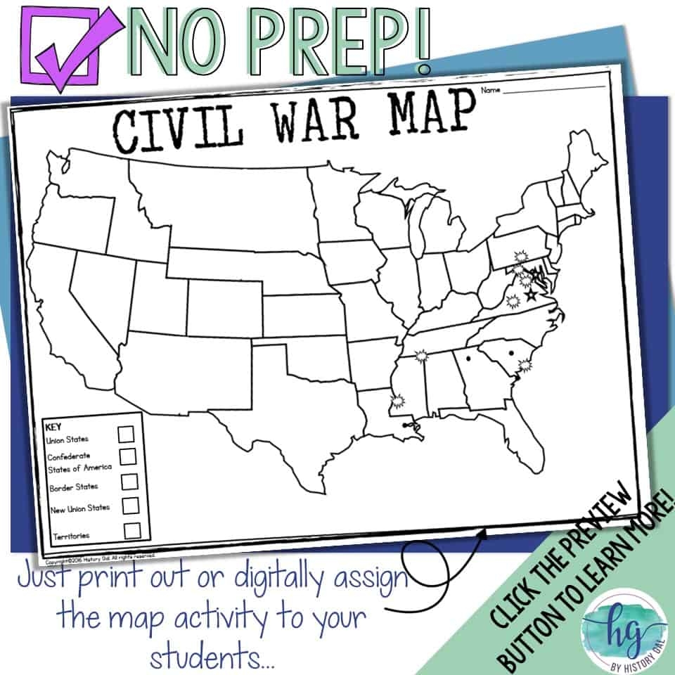 Civil War Map Activity By History Gal
