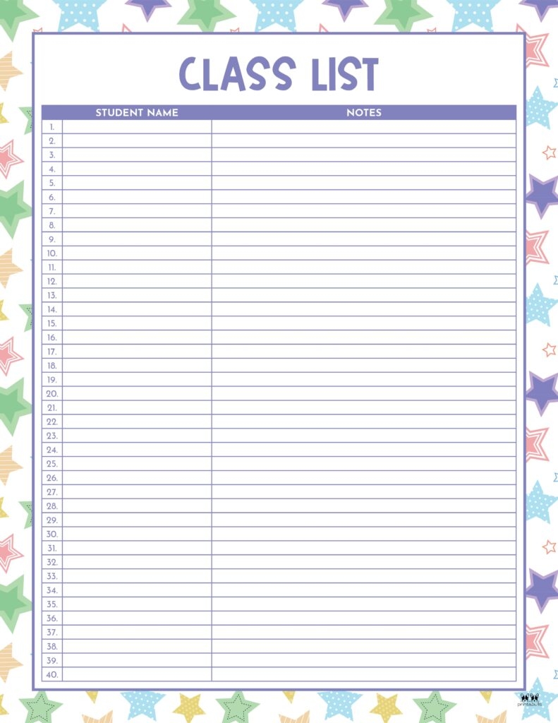 Class List Templates 12 FREE Printables Printabulls