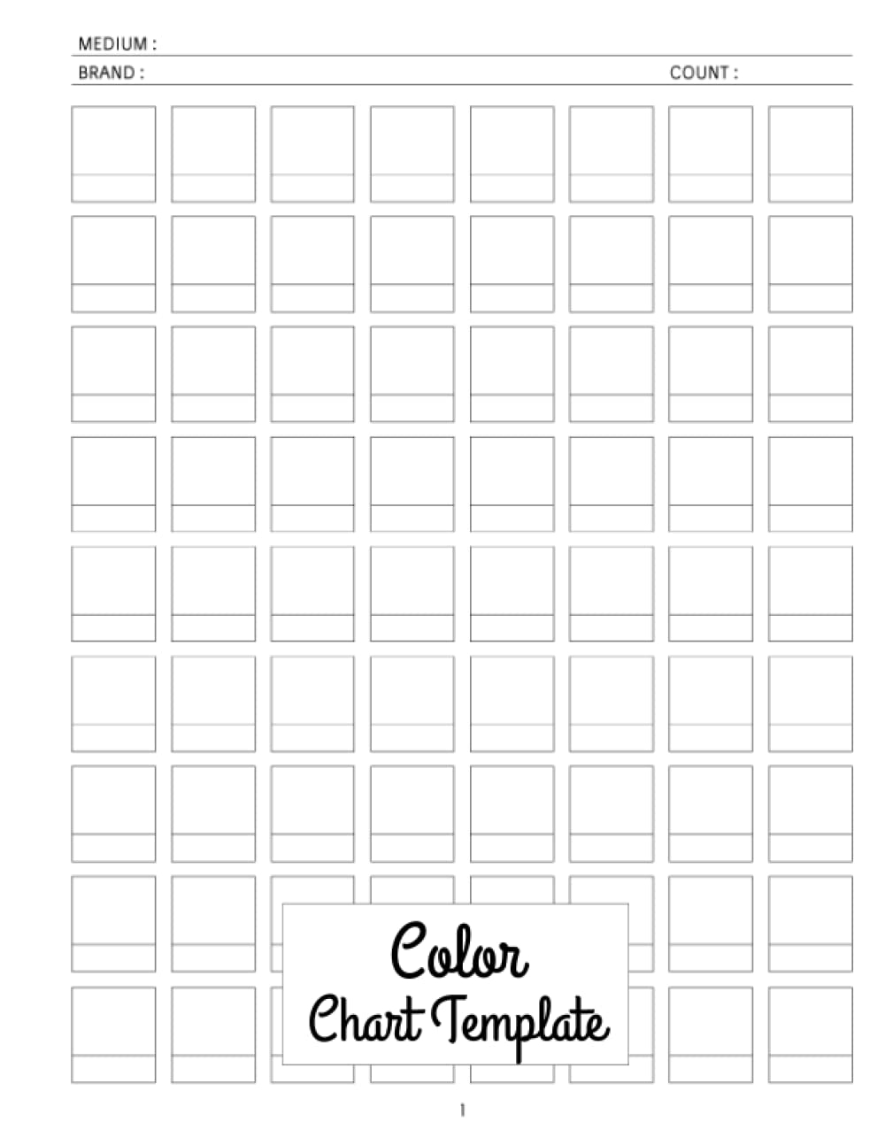 Color Chart Template 72 Swatches Per Page For Record 3600 Different Colors With Page Numbers And Table Of Contents Sharker Tabina 9798414803225 Amazon Books