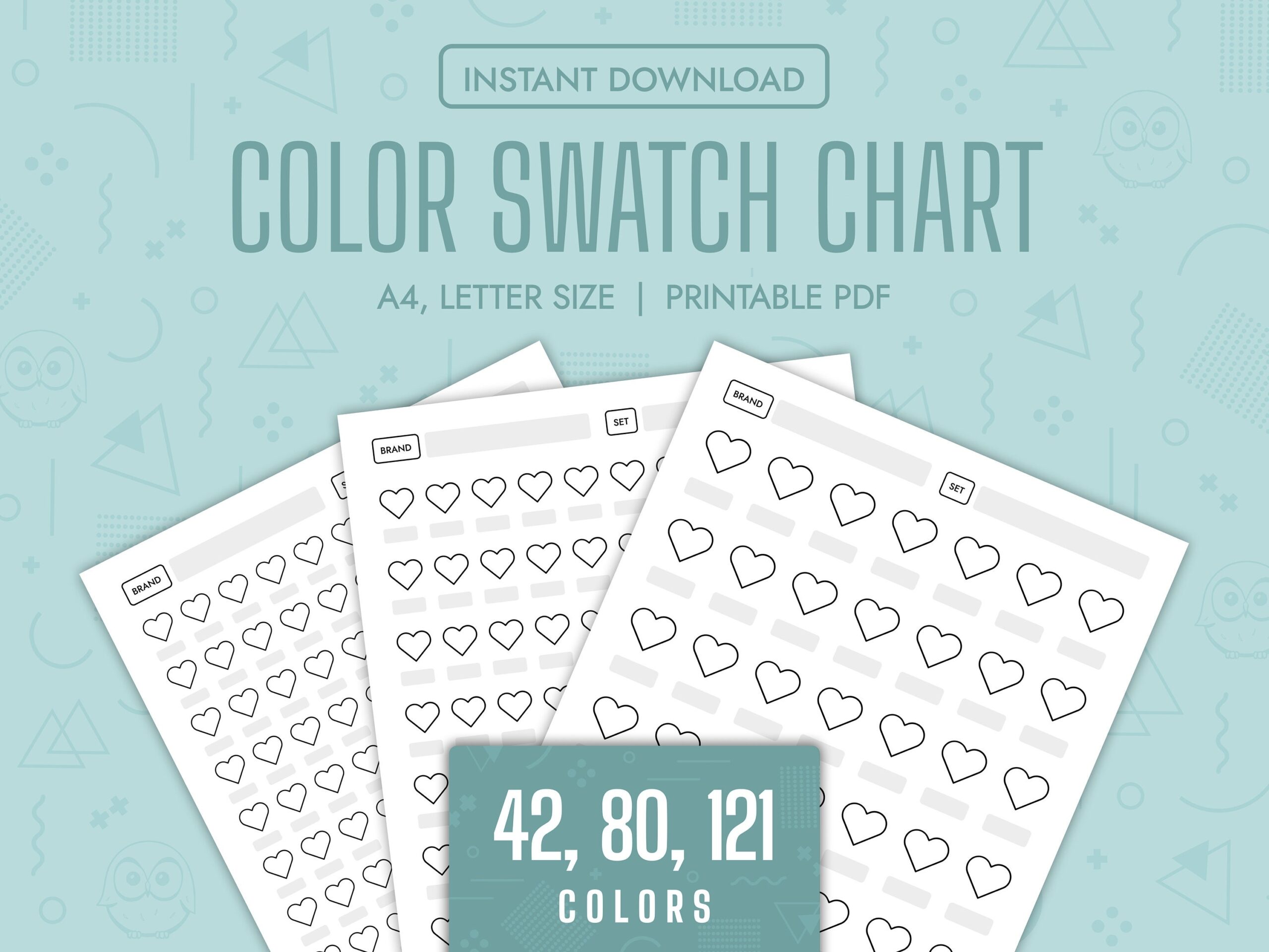 Color Swatch Chart Blank Color Chart Printable Color Swatch Template Page Color Swatch Chart Set Blank Colour Swatch Chart Sheet Template Etsy