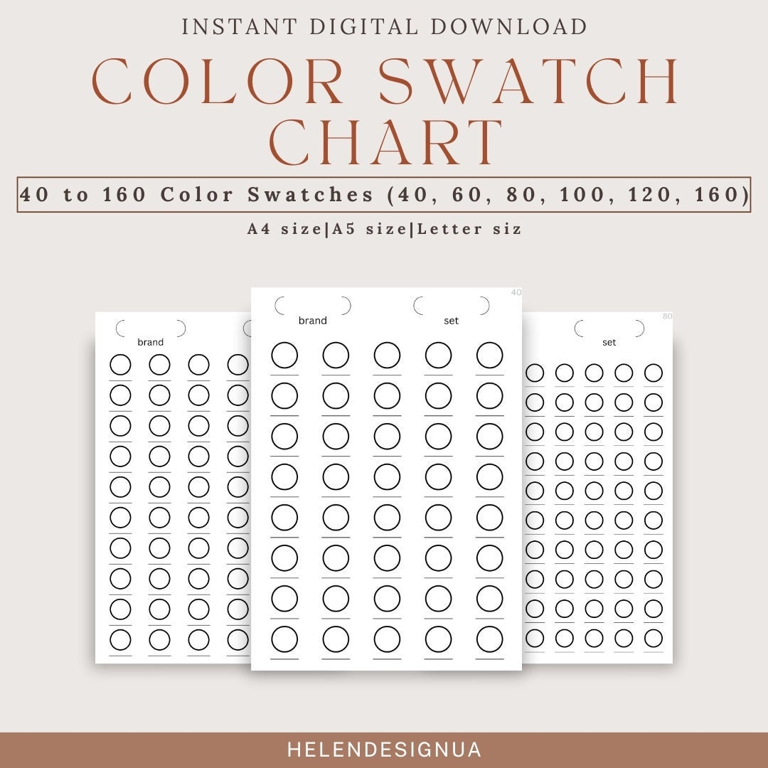 Color Swatch Chart Blank Color Chart Printable Color Swatch Template Page Color Swatch Chart Set Blank Colour Swatch Chart Sheet Template Etsy