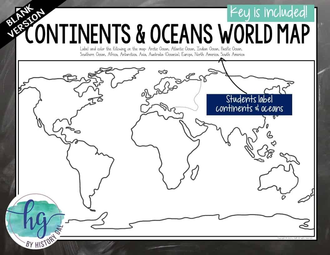 Continents And Oceans Map Activity Print And Digital By History Gal