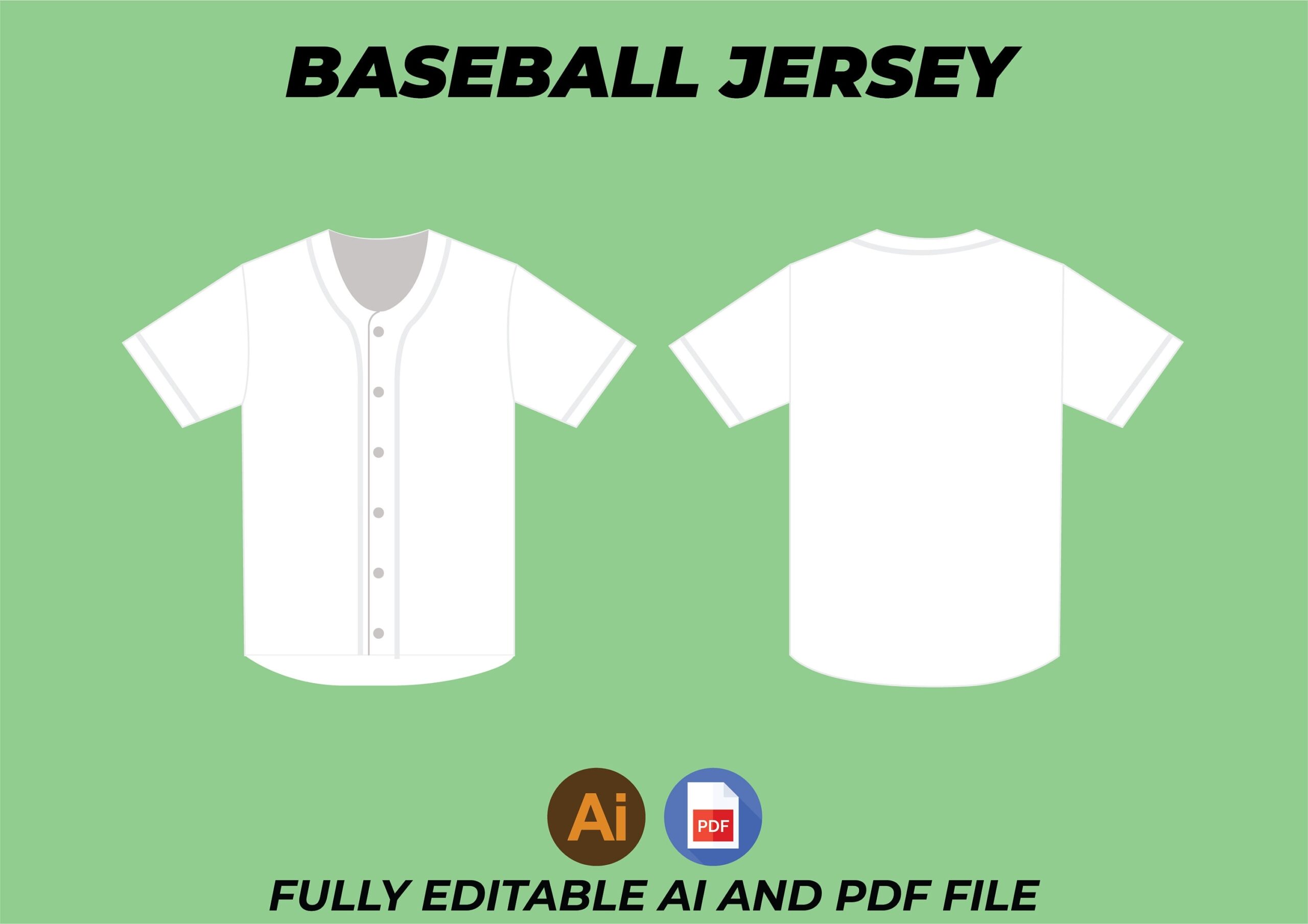 Custom Wearable Baseball Jersey Digital Mockups Vector Adobe Illustrator JPG Digital Clothing Template Design Etsy